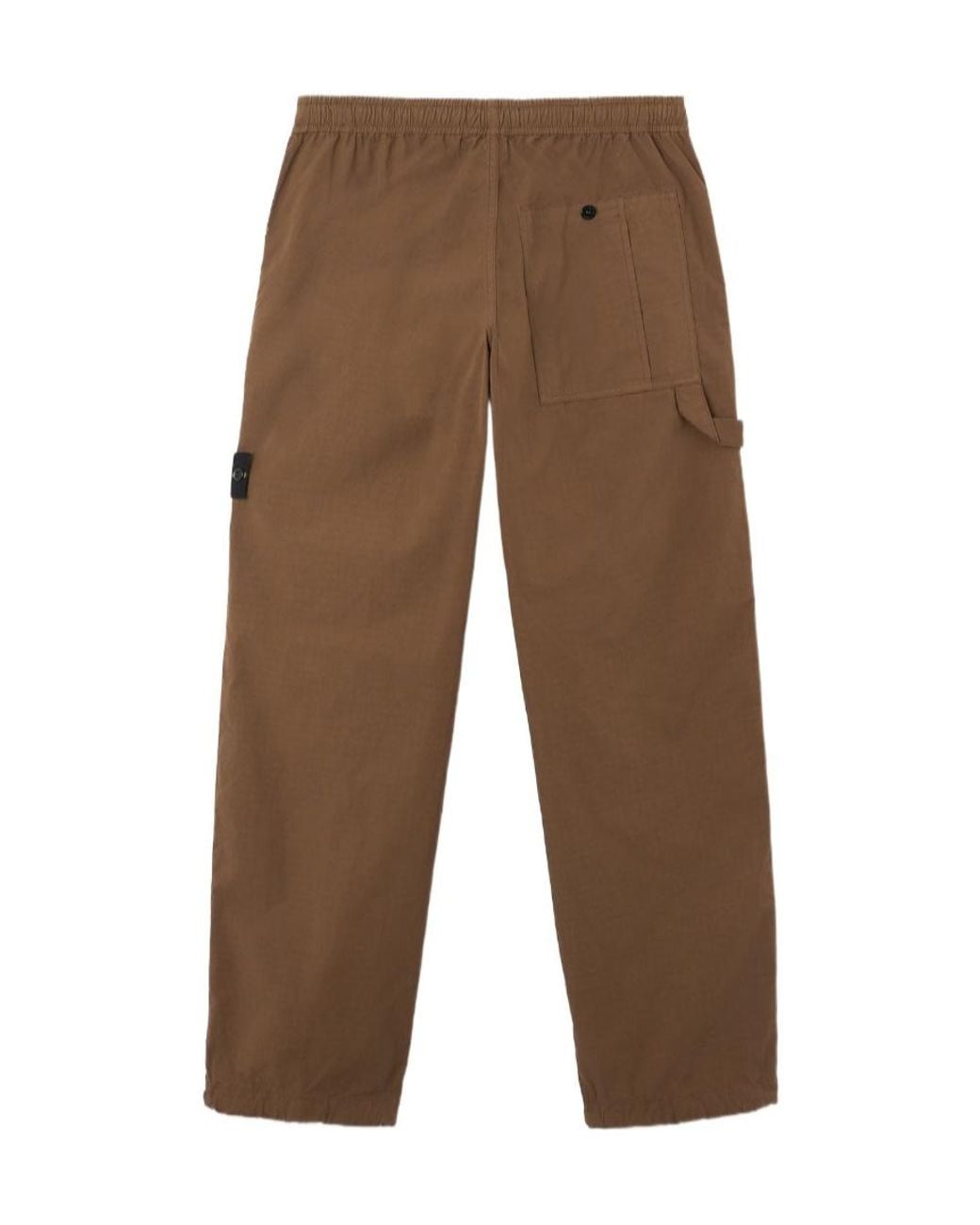 Stone Island Brown Compass-Badge Elasticated Waistband Trousers for men