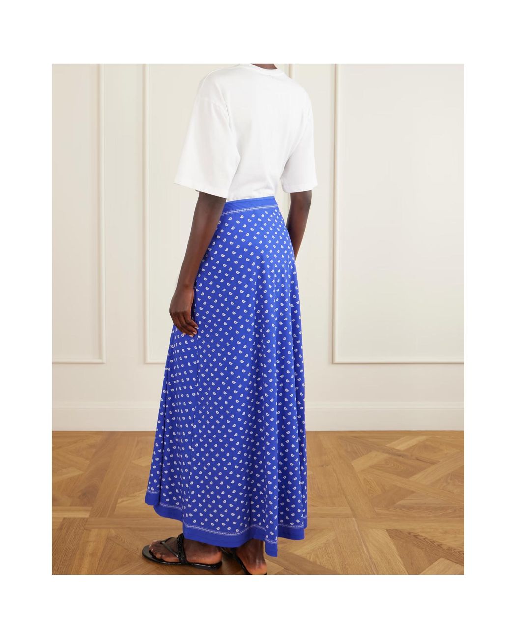 Christopher Esber Purple Bandana-Print Ruched Long Skirt