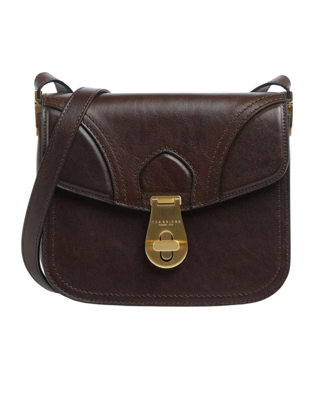The Bridge Black Leather Twist-Lock Shoulder Bag