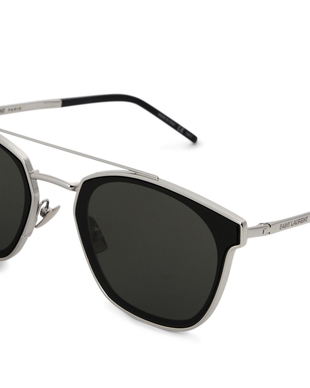 Saint Laurent White Square Double-Bridge Sunglasses for men