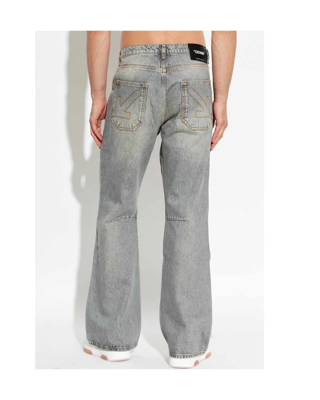 Off-White c/o Virgil Abloh Gray Logo Patch Bootcut Jeans for men