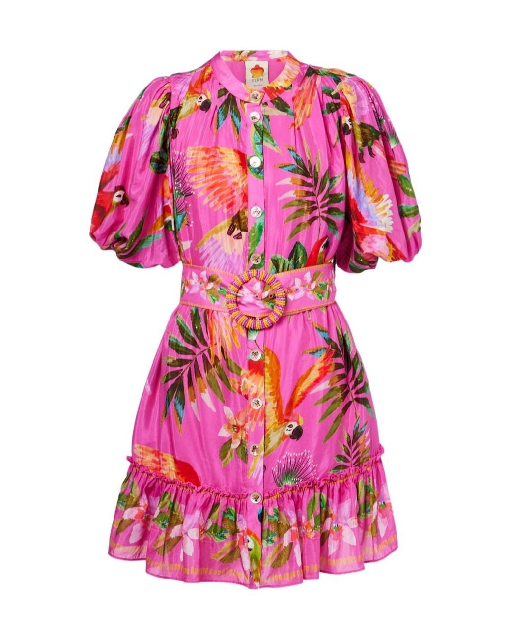 Farm Rio Pink Short-Sleeved Dress
