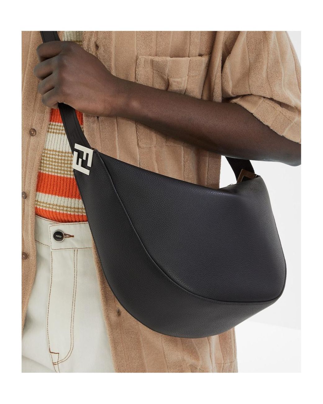 Fendi Black Melon Zipped Crossbody Bag for men