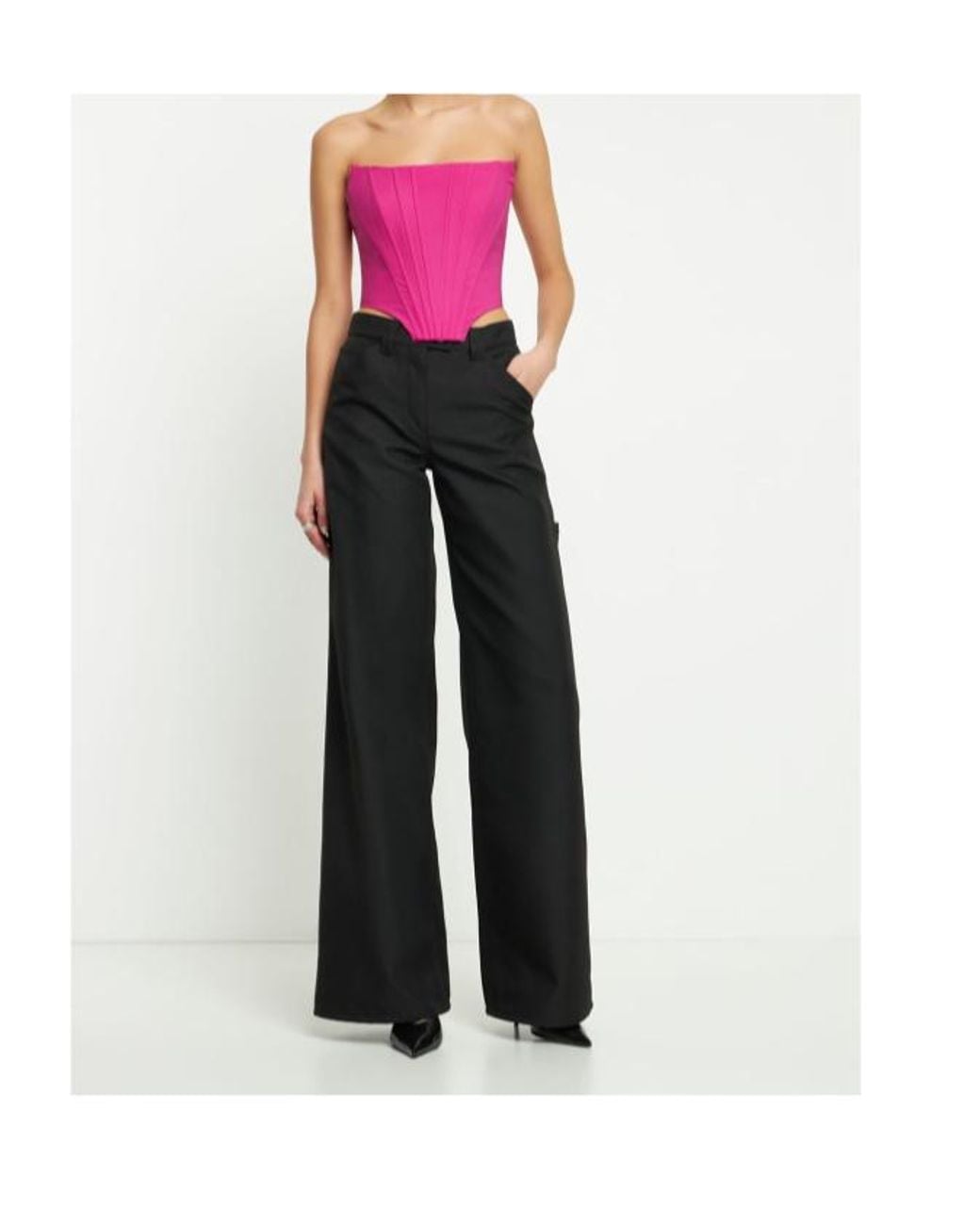GIUSEPPE DI MORABITO Pink Double Twisted Wool Corset Top
