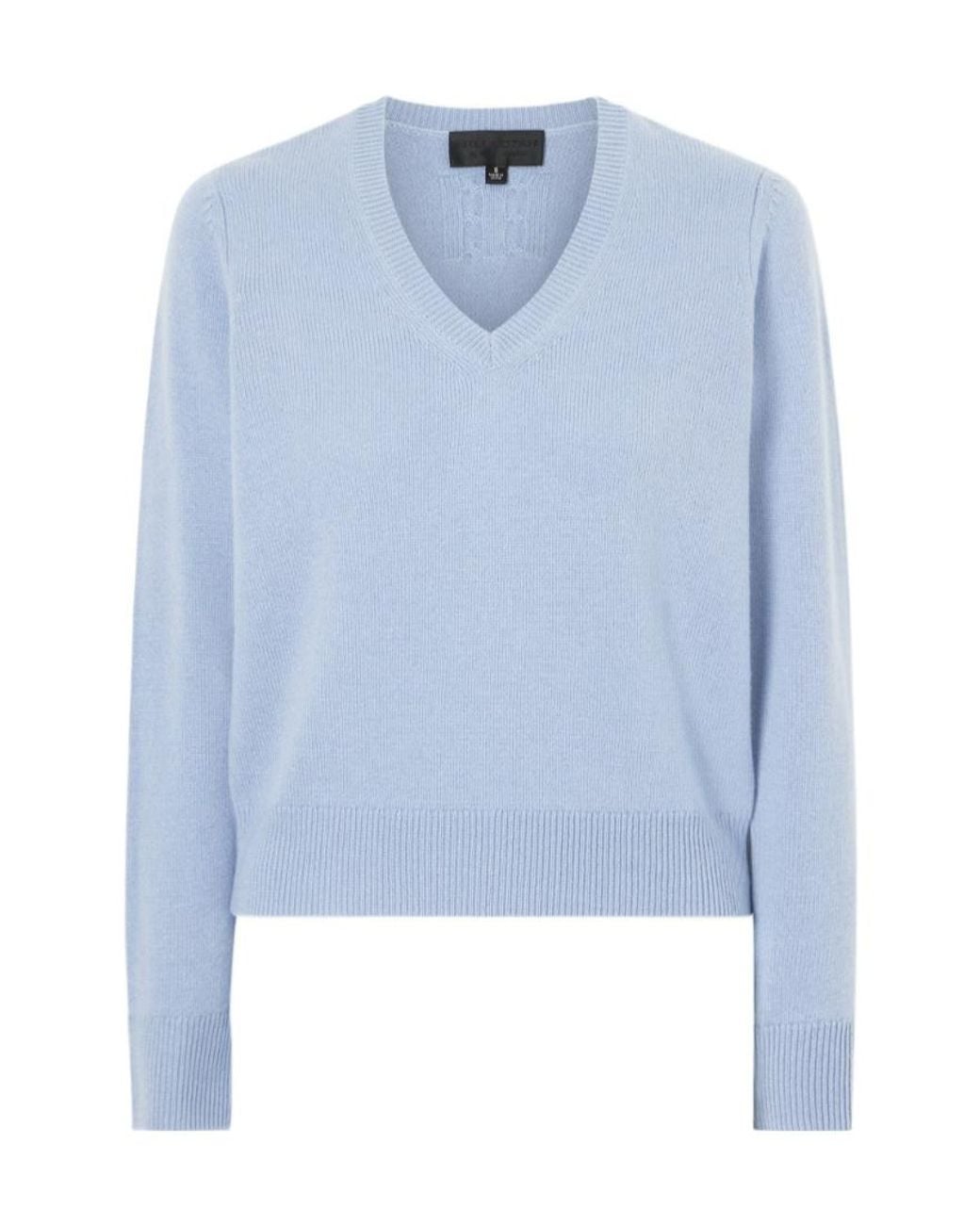 Nili Lotan Blue Long-Sleeved V-Neck Sweater