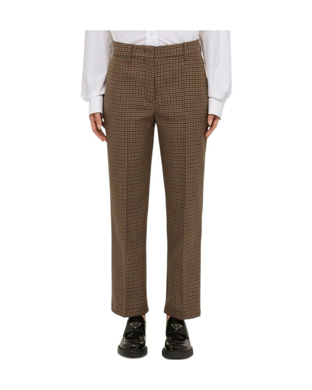 Prada Brown Houndstooth Tailored Pants