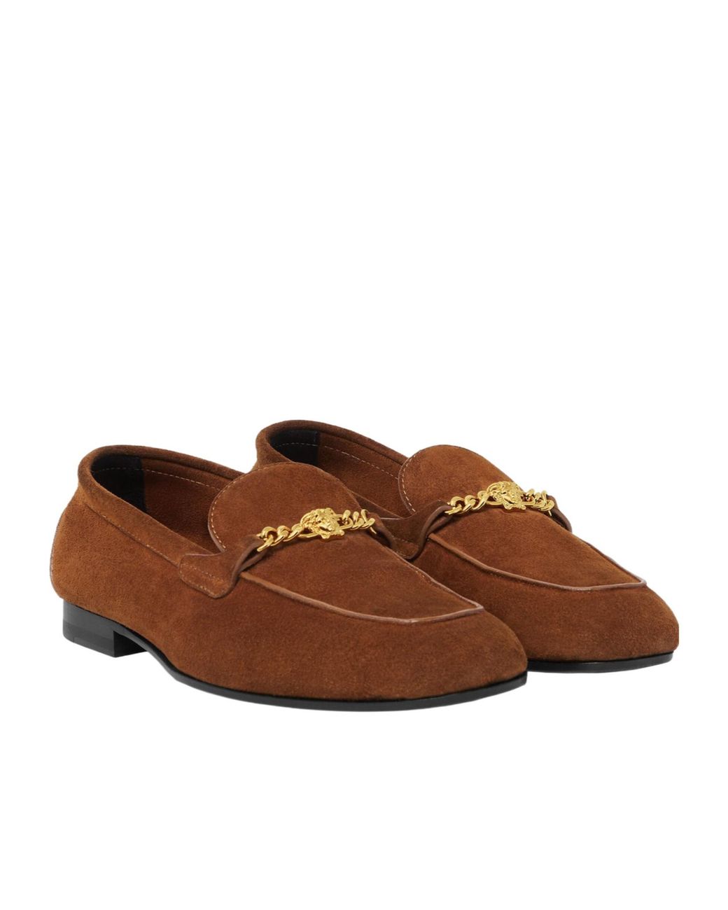 Versace Brown Medusa-Chain Loafers