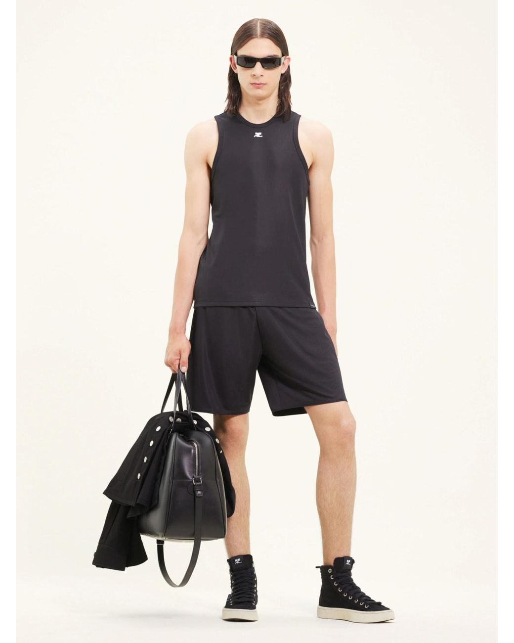 Courreges Black Courrèges Crewneck Straight Hem Tank Top for men