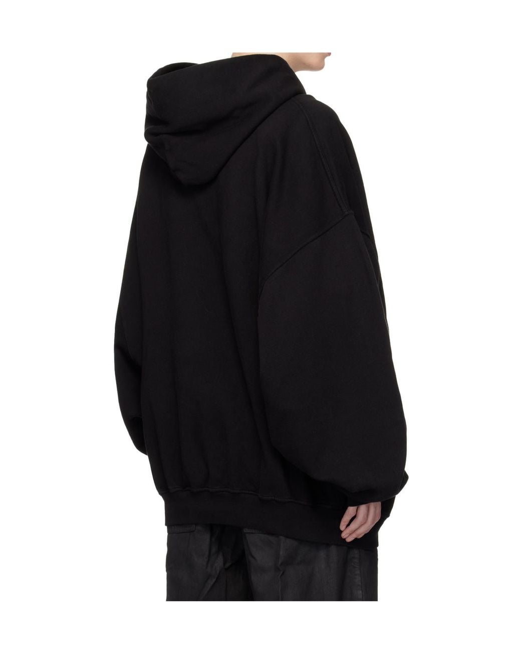 Rick Owens Black Temple Hun Long-Sleeve Hoodie for men
