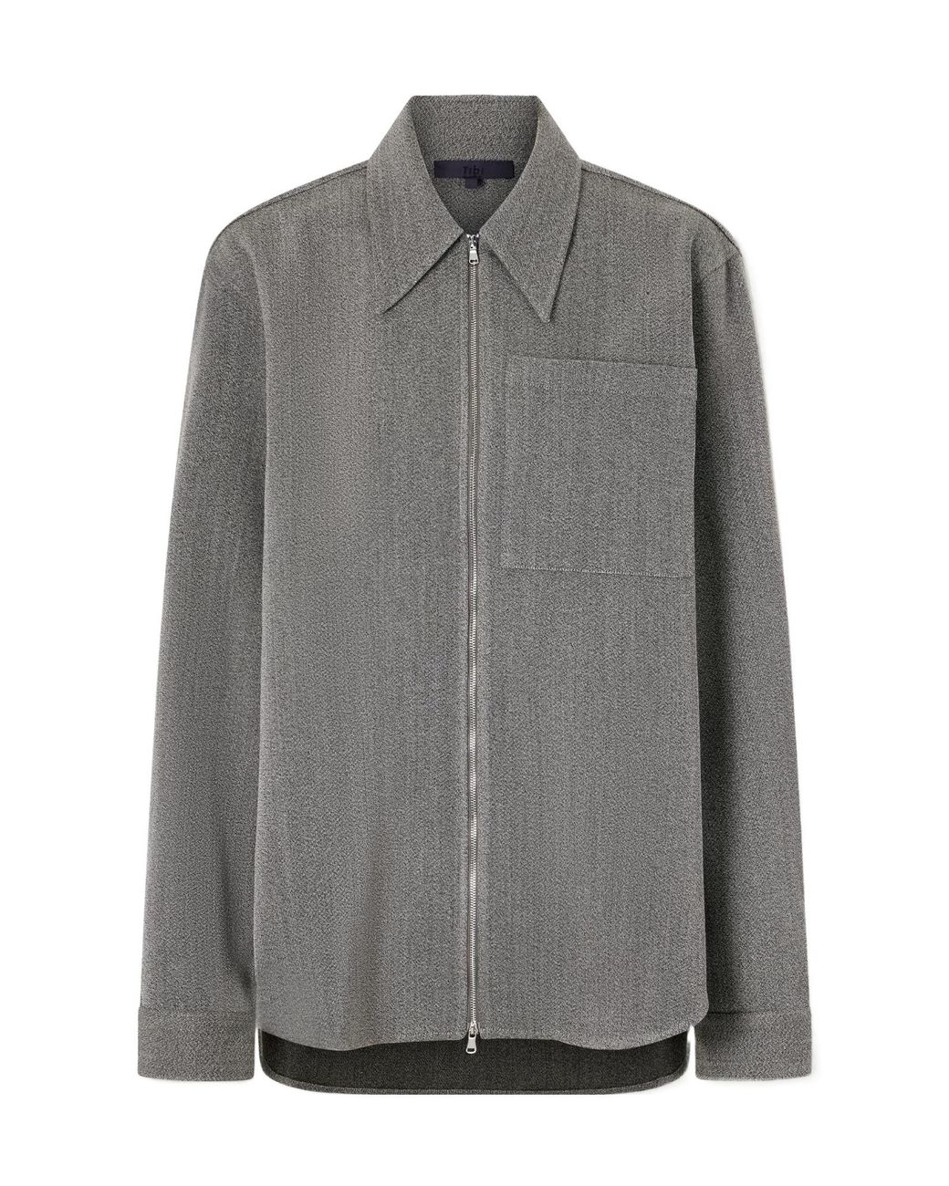 Tibi Gray Mélange Virgin Wool Zip-Up Jacket