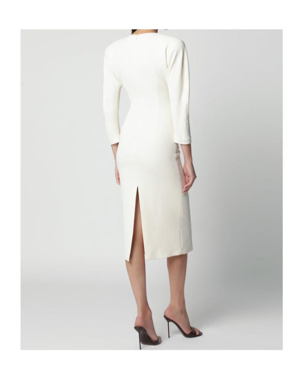 ANDAMANE White Fitted Midi Dress