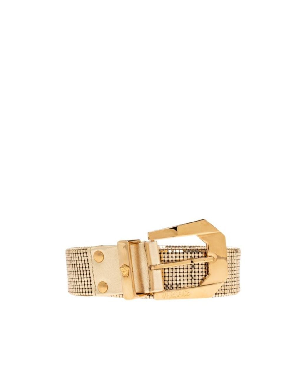 Versace Metallic Logo-Engraved Buckle Belt