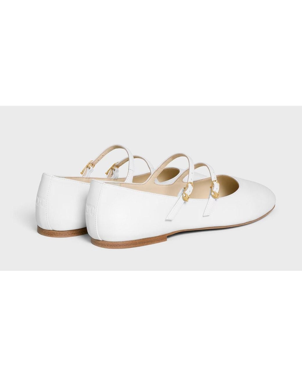 Céline White Les Ballerines Double Strap