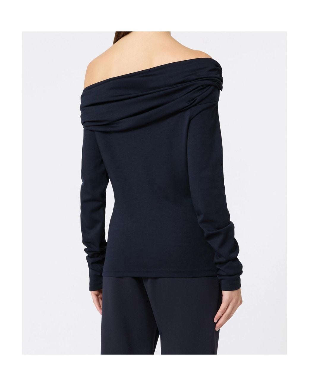 Max Mara Black Off-The-Shoulder Long-Sleeve Top