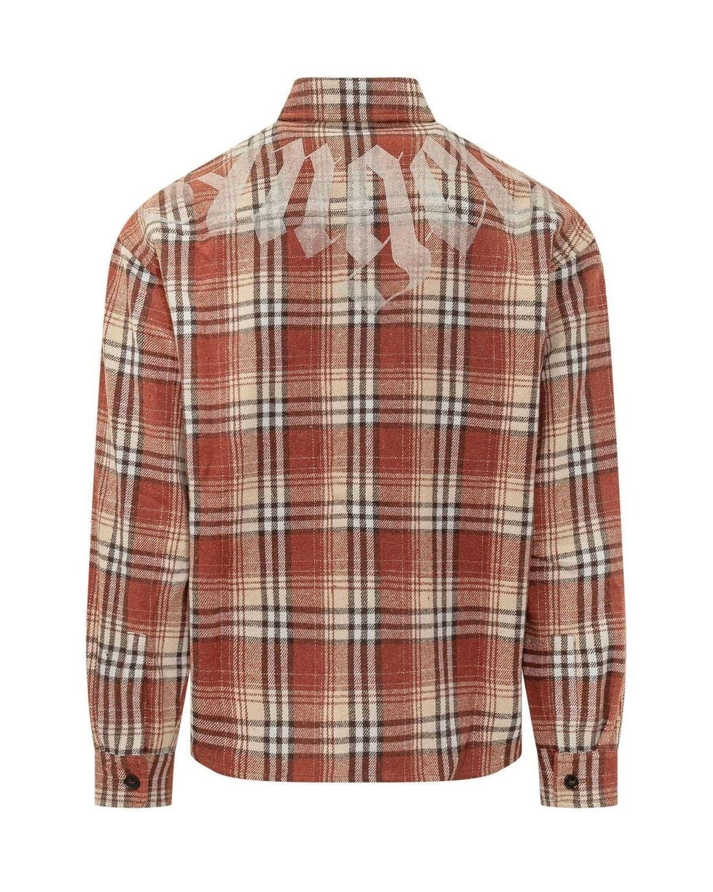 Palm Angels Pink Logo Printed Checked Shirt for men
