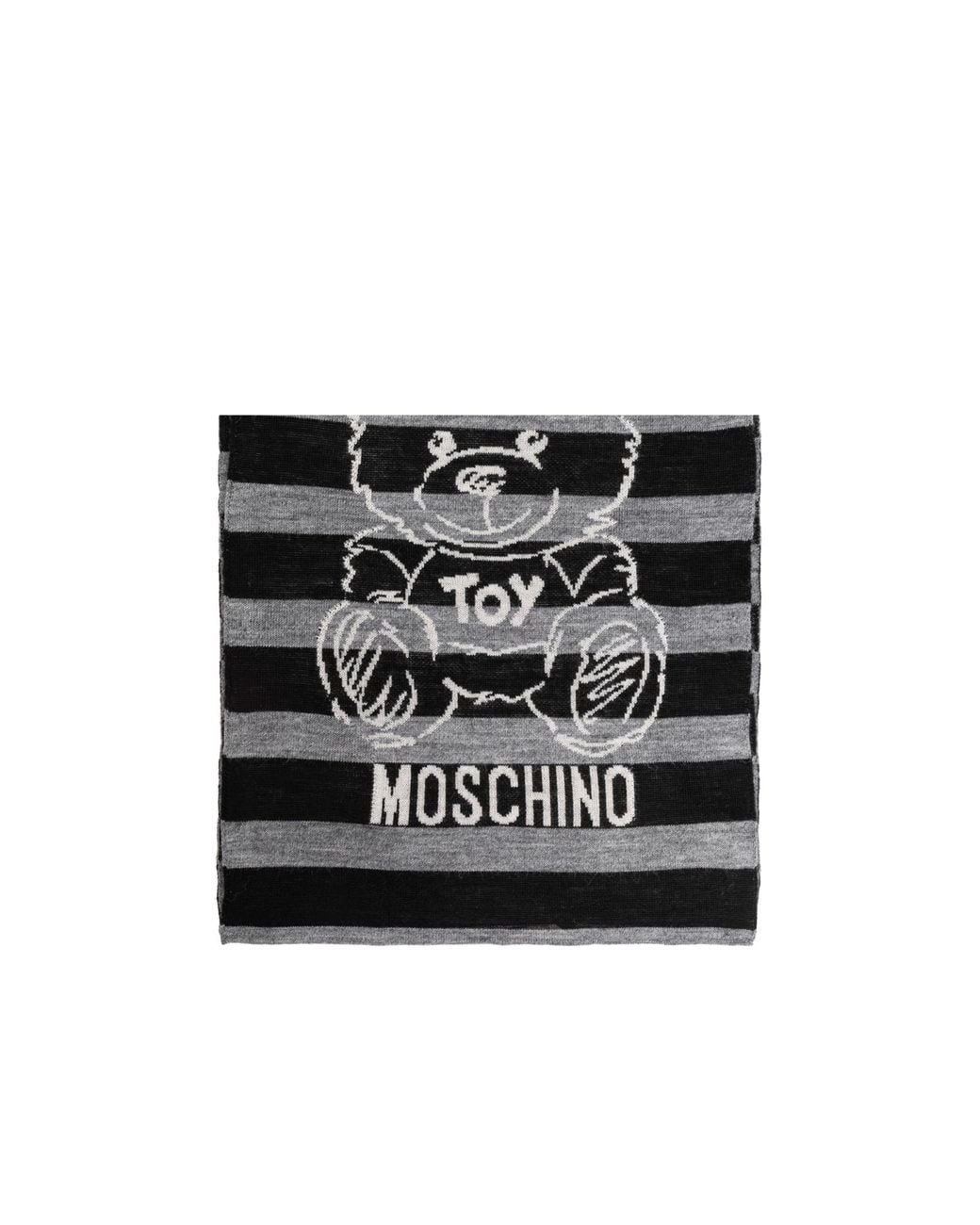 Moschino Black Striped Logo Intarsia Scarf for men