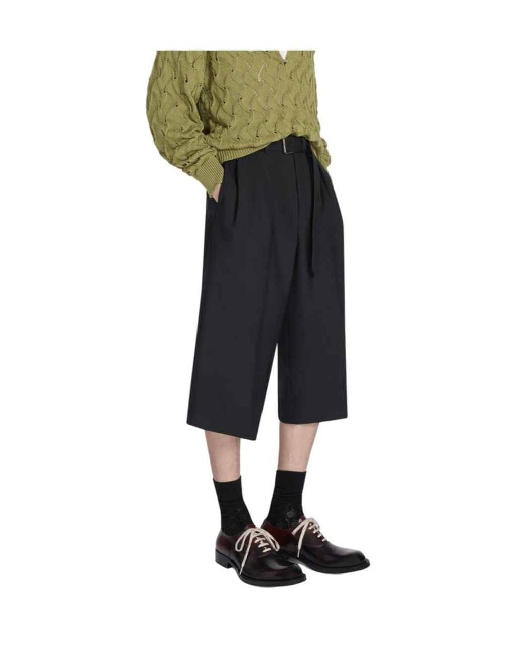 Dries Van Noten Black Belted Shorts for men