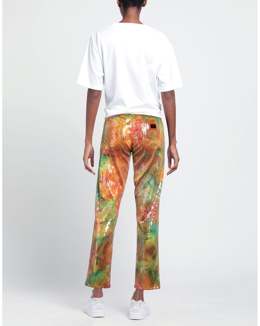 Dolce & Gabbana Orange Color Block Long Pants