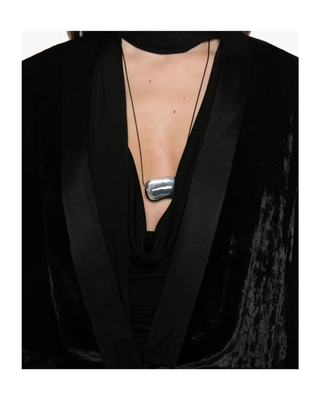 Forte_forte Black Crushed-Velvet Satin-Lapel Blazer