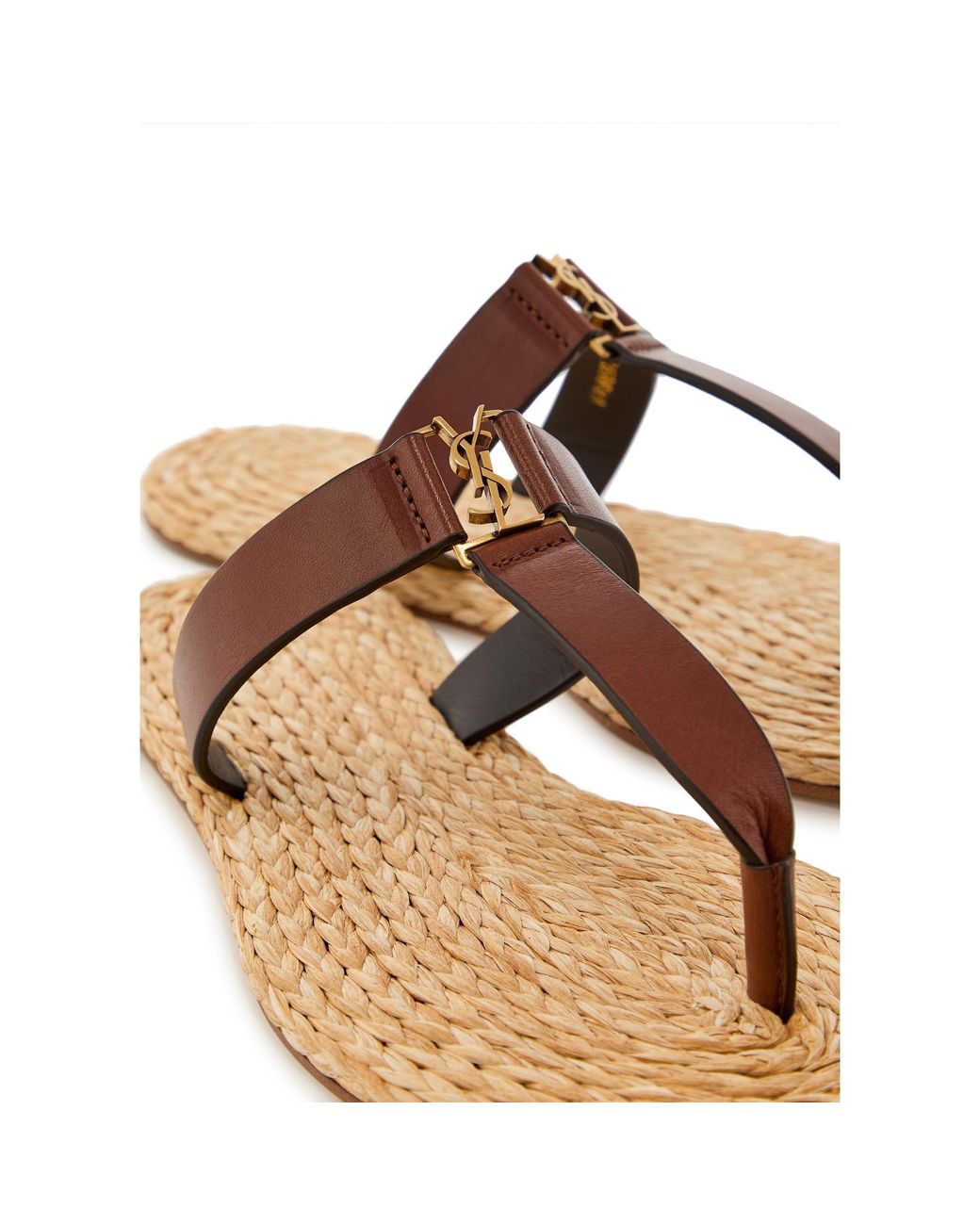 Saint Laurent Brown Round Toe Slides