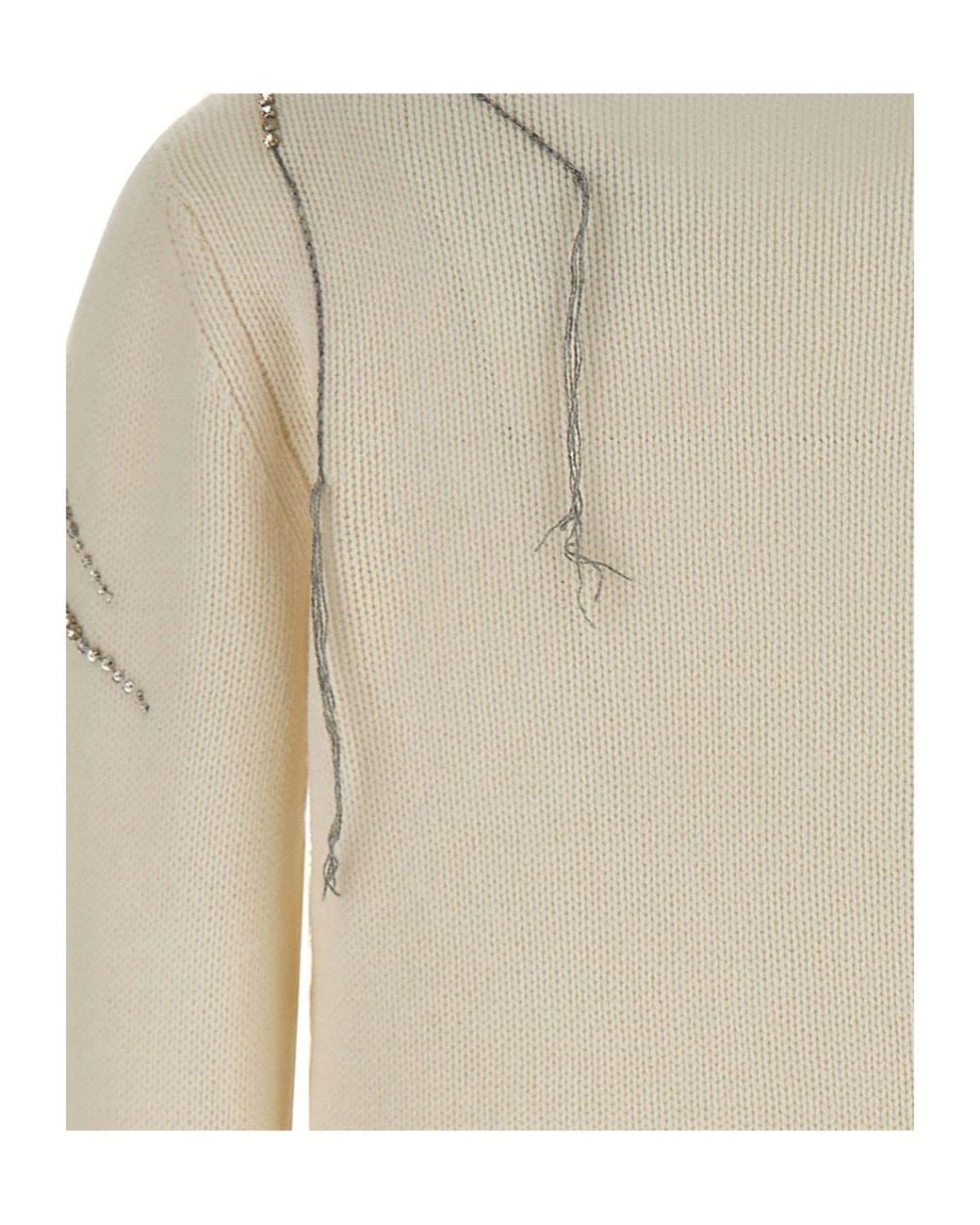 Fabiana Filippi Natural Rhinestone Embellished Cardigan