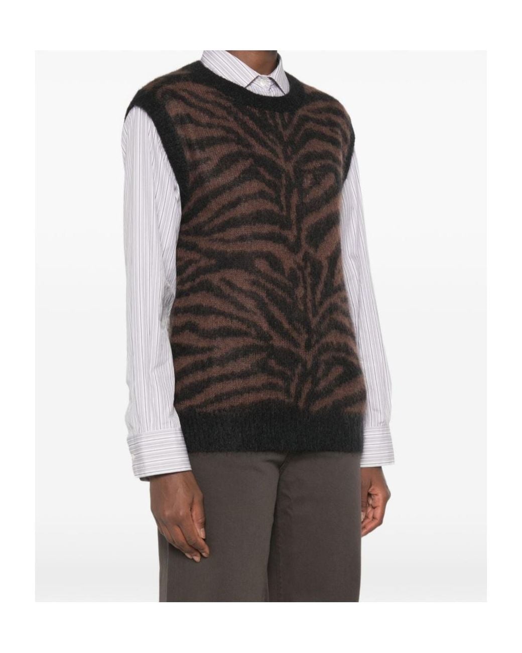 P.A.R.O.S.H. Black Zebra-Pattern Knitted Vest