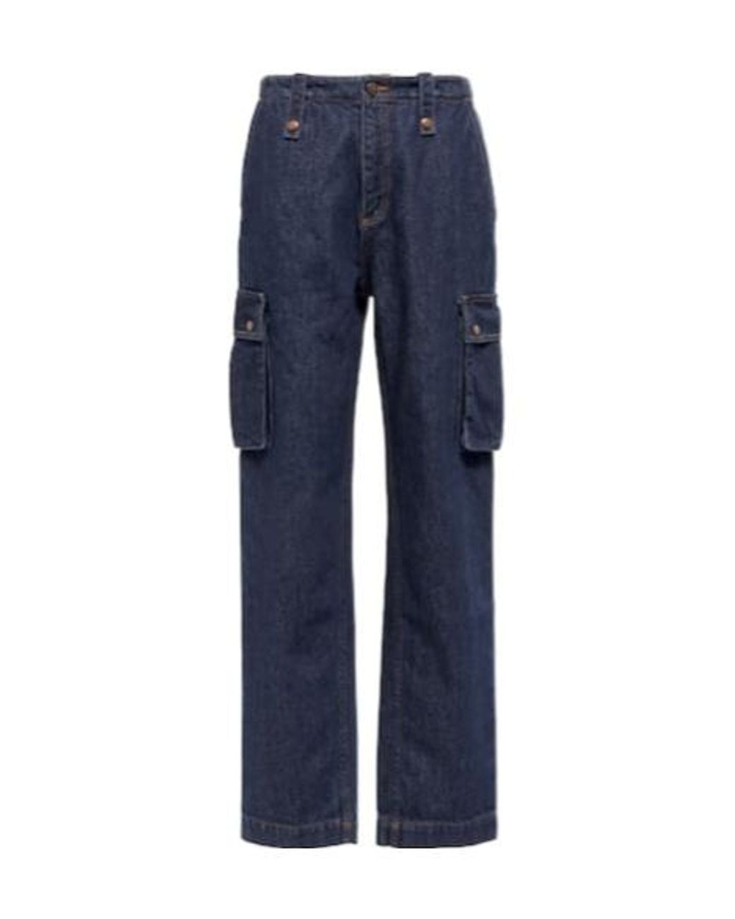 Magda Butrym Blue Mid-Rise Straight Jeans