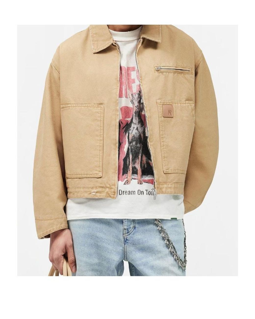 Represent Natural Boxy Zip-Up Worker Jacket for men