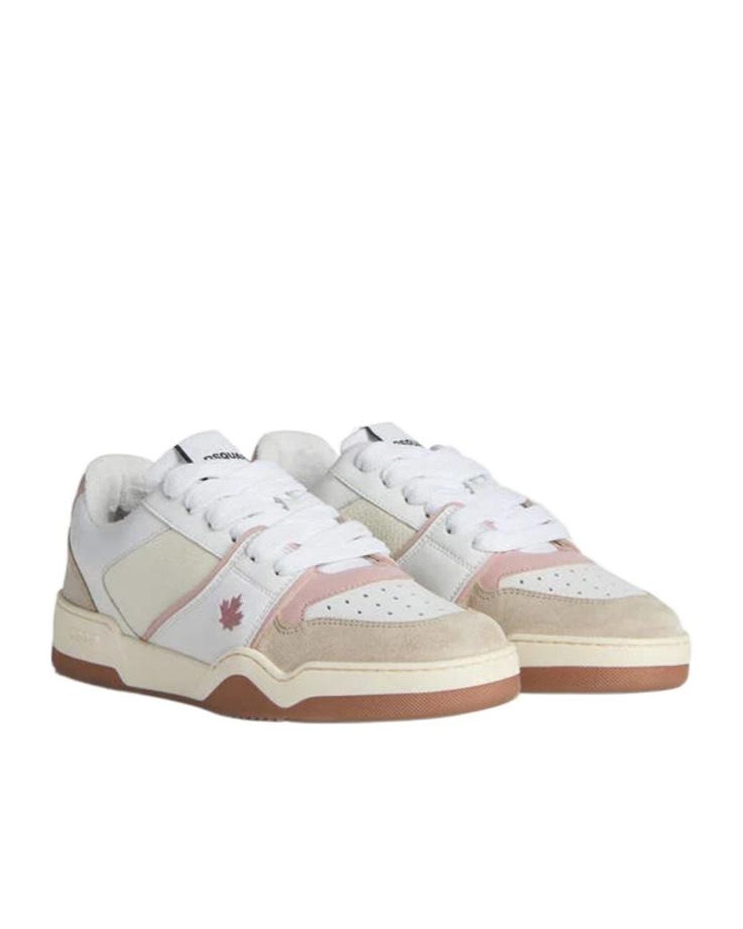 DSquared² White Spiker Panelled Lace-Up Sneakers