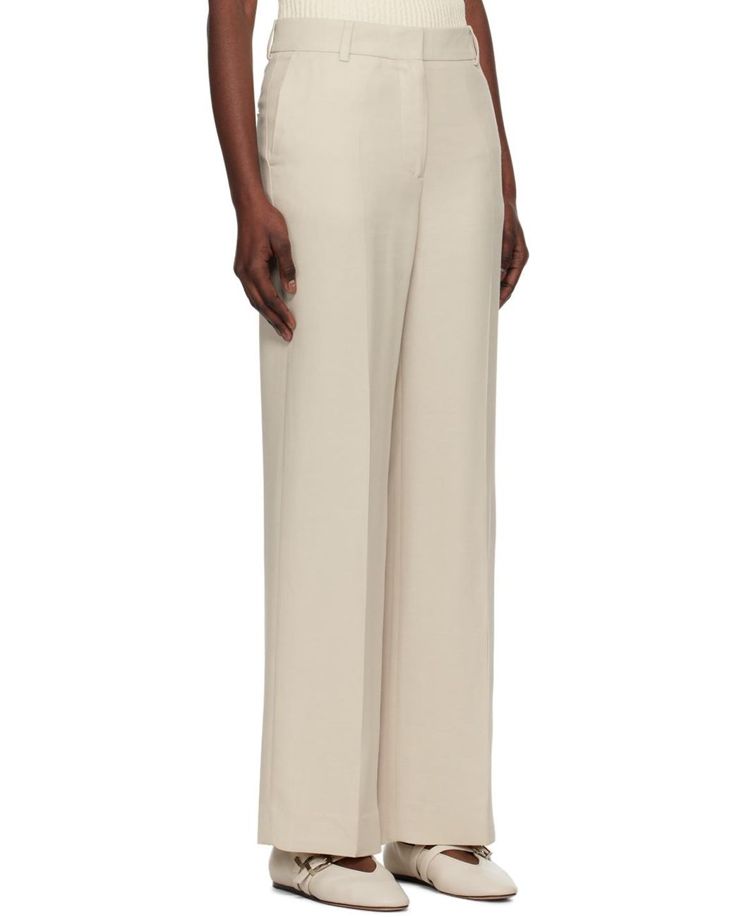 Totême  Gray Totême Straight Leg Relaxed Pants