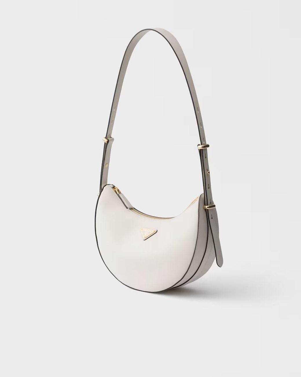 Prada White Arqué Small Leather Shoulder Bag