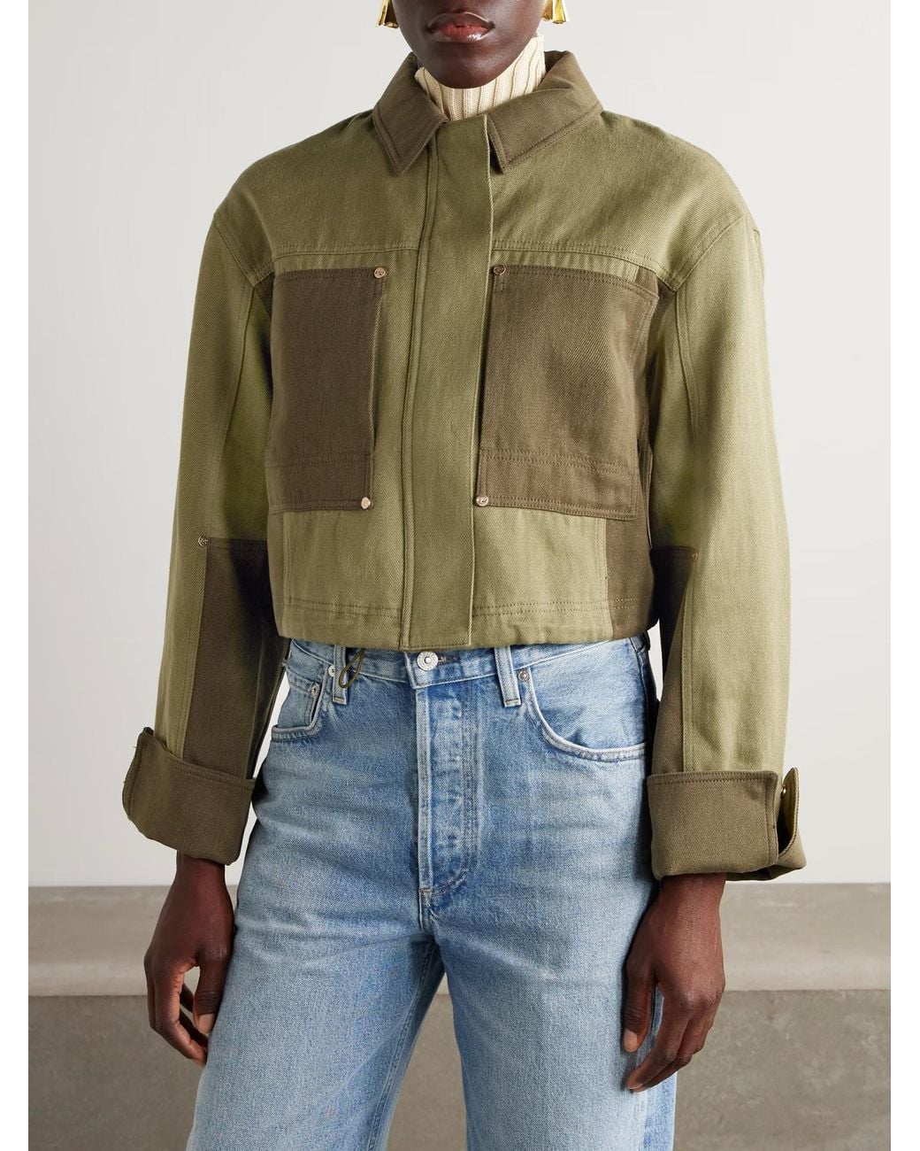 Cult Gaia Green Anders Color-Blocked Jacket