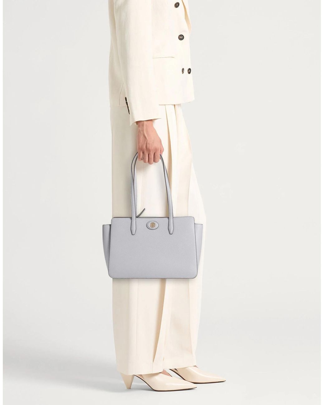 Tory Burch Gray Pebbled-Leather Handbags