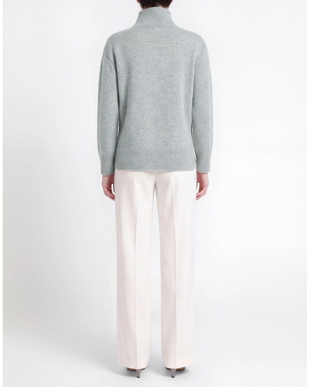 Max Mara Gray Solid-Color Cashmere Turtleneck Knitwear