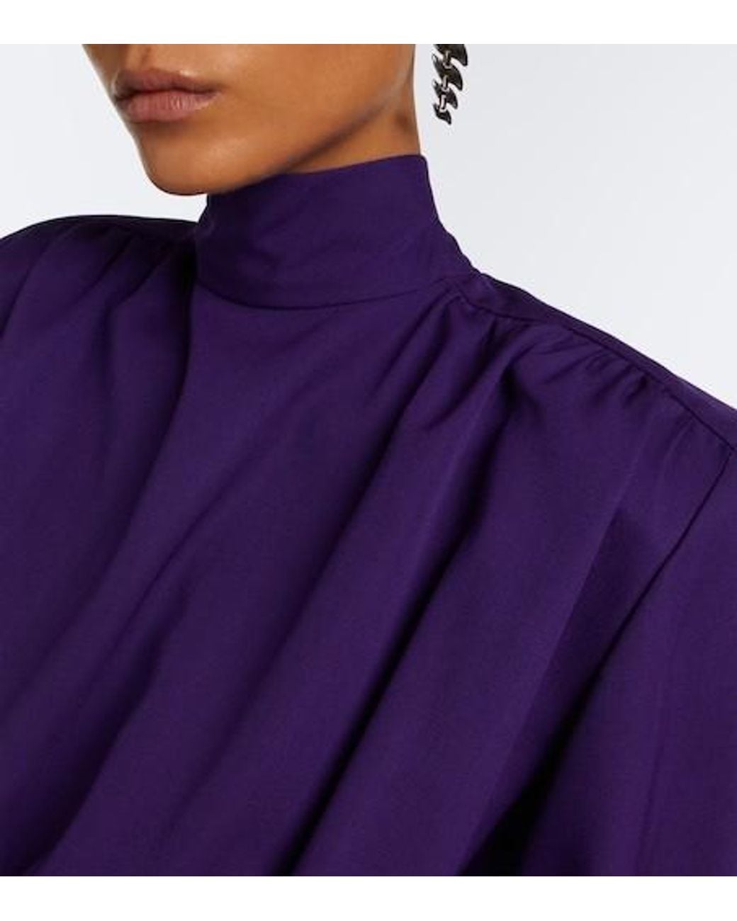 Mugler Blue Peplum Wool Blouse