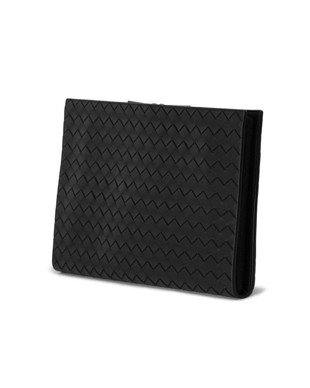 Bottega Veneta Black Intrecciato Zip Clutch Bag for men