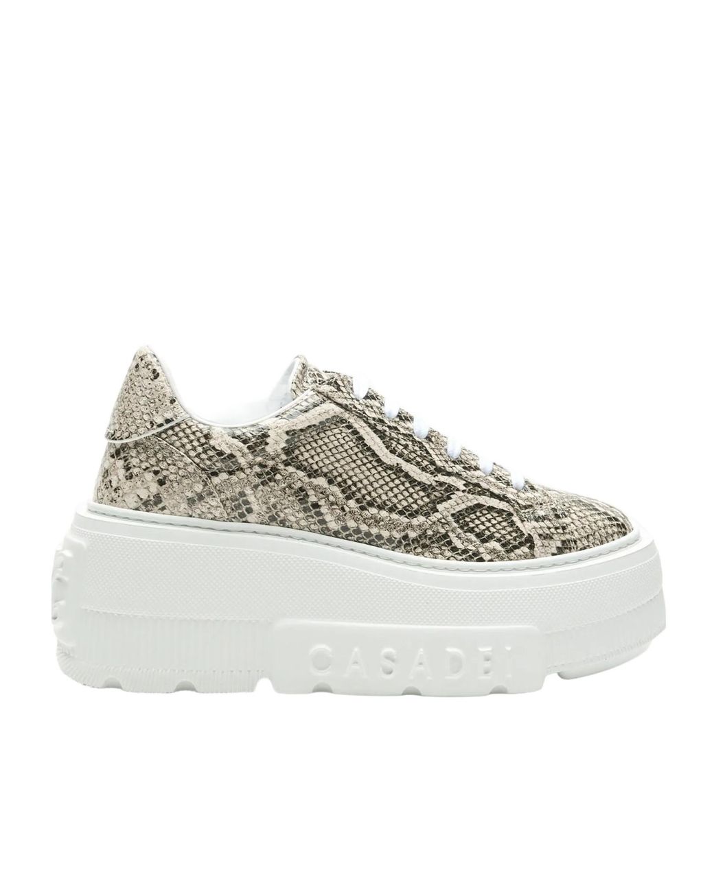 Casadei White Nexus Basilisco Python-Print Sneakers