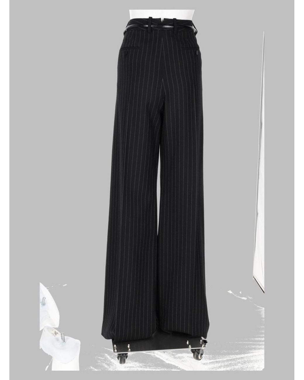 Tom Ford Black Pinstripe Wide-Leg Pants