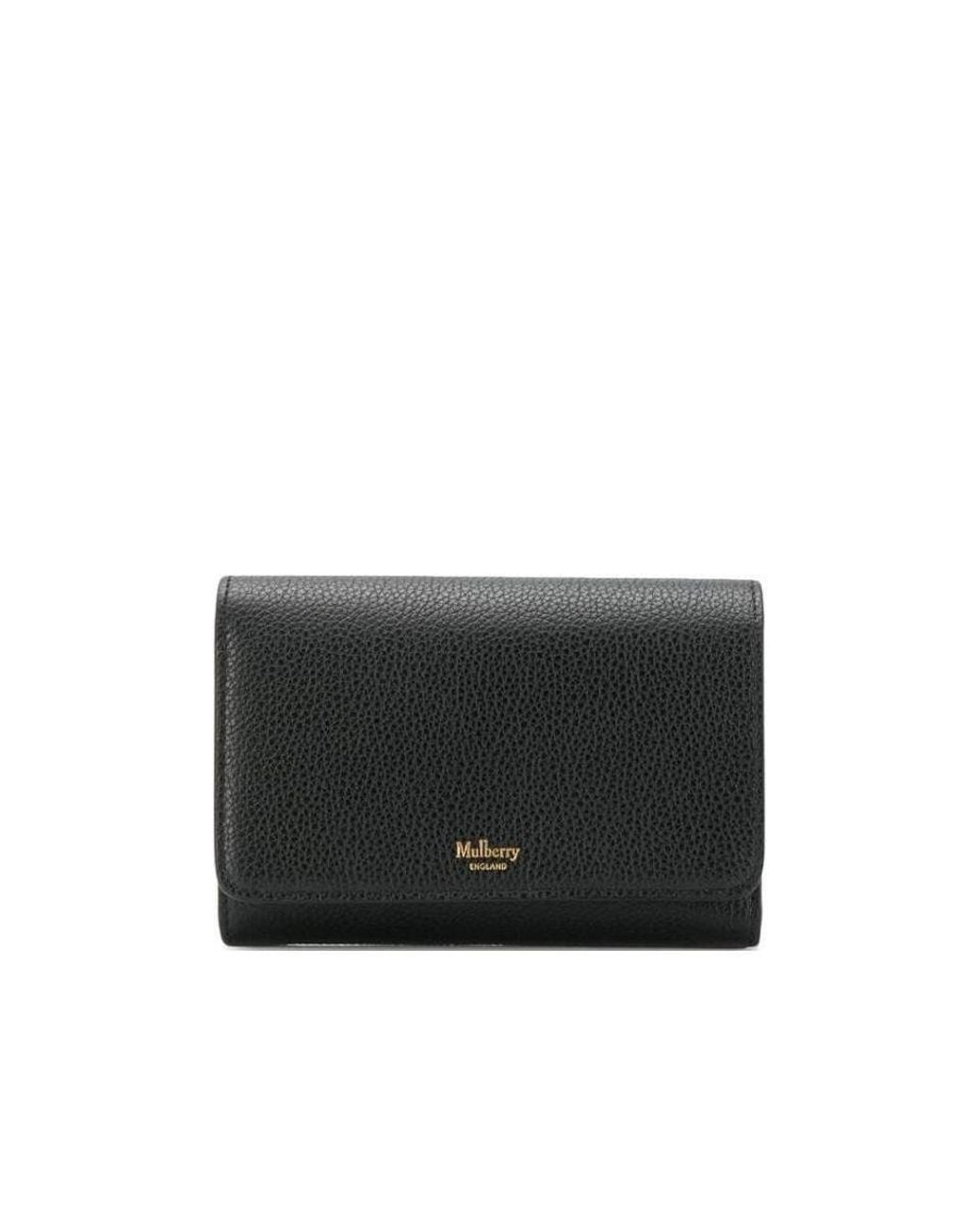 Mulberry Black Continental French Medium Foldover Wallet