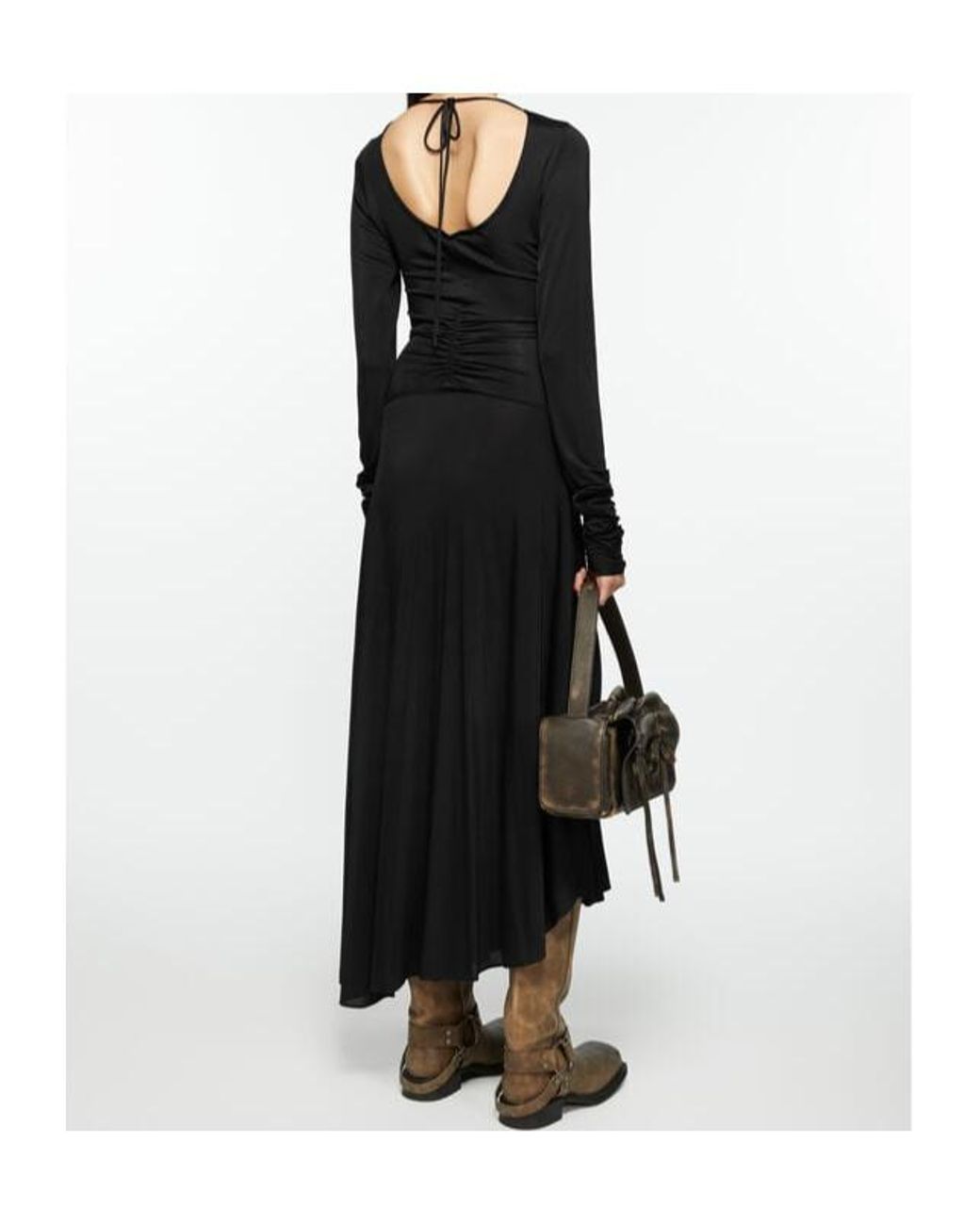 Acne Black Open Back Long Sleeved Dress
