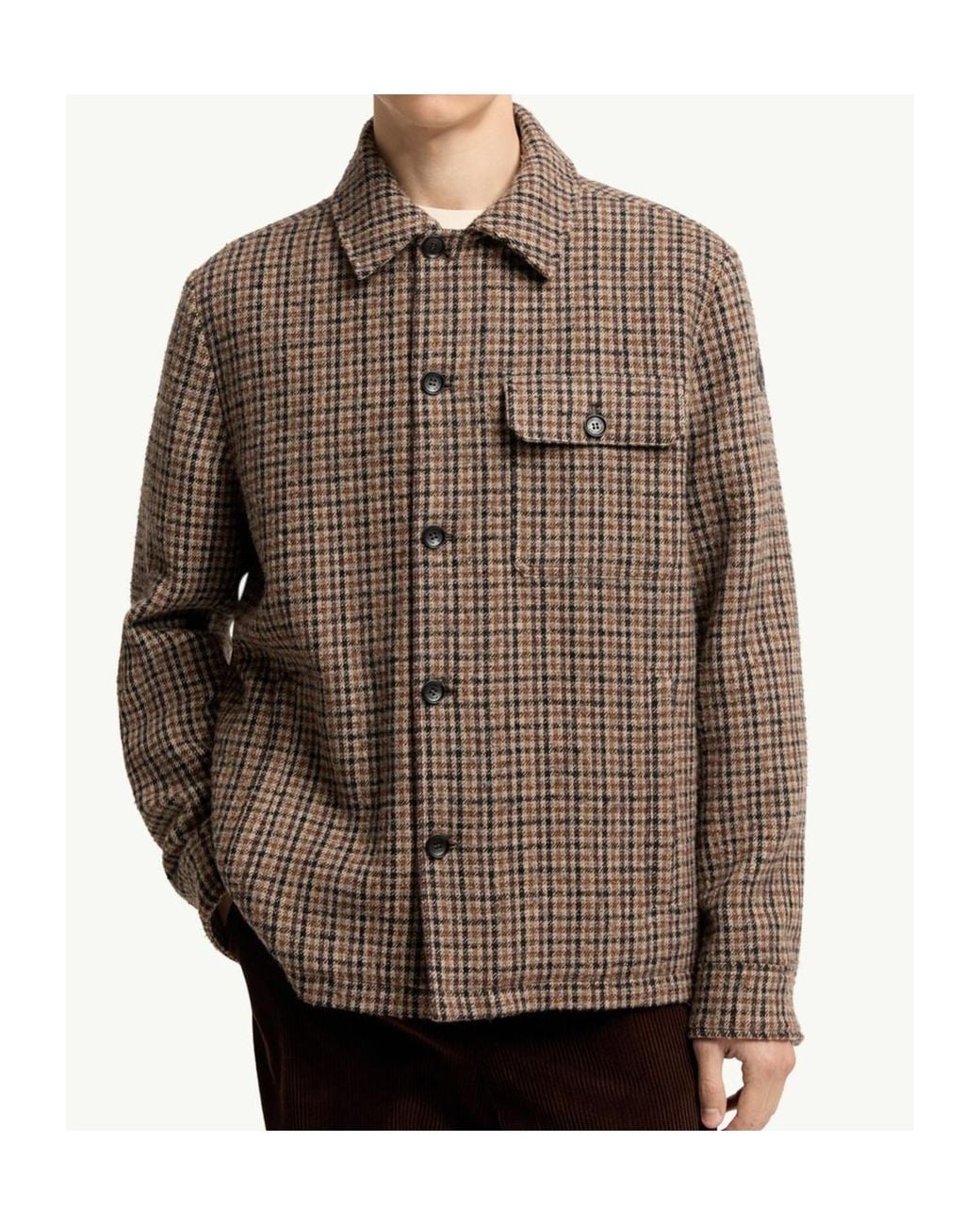 Moncler Brown Norfol Wool Blend Down Shirt Jacket for men