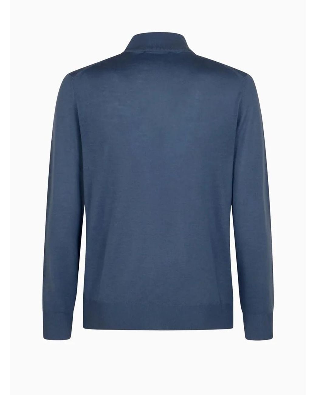 Canali Blue High-Neck Half-Zip Sweater for men