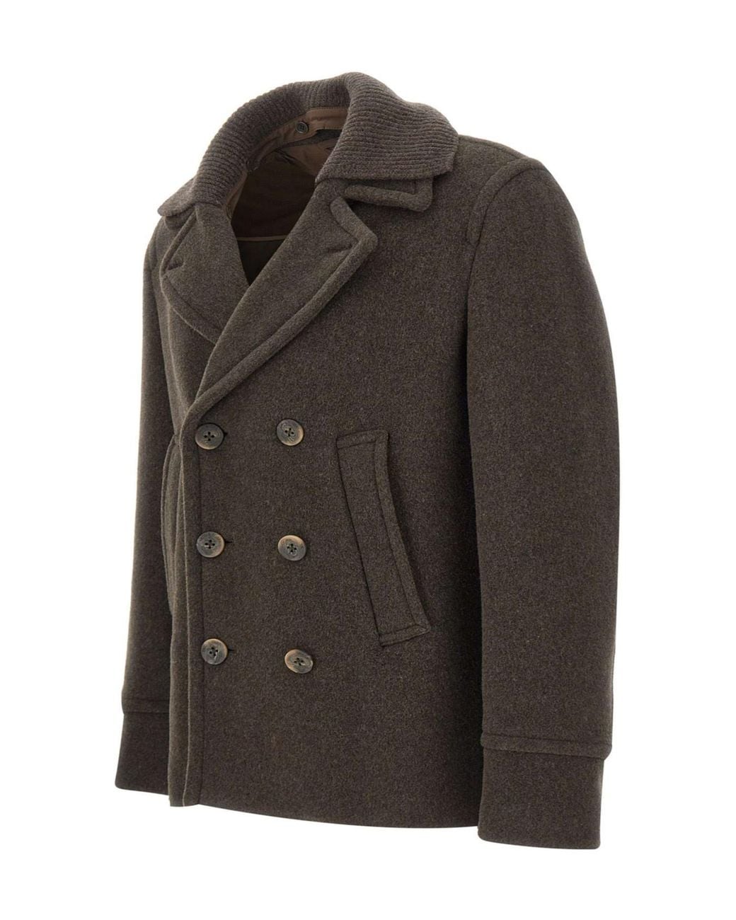 Paul & Shark Multicolor Ribbed-Collar Peacoat for men