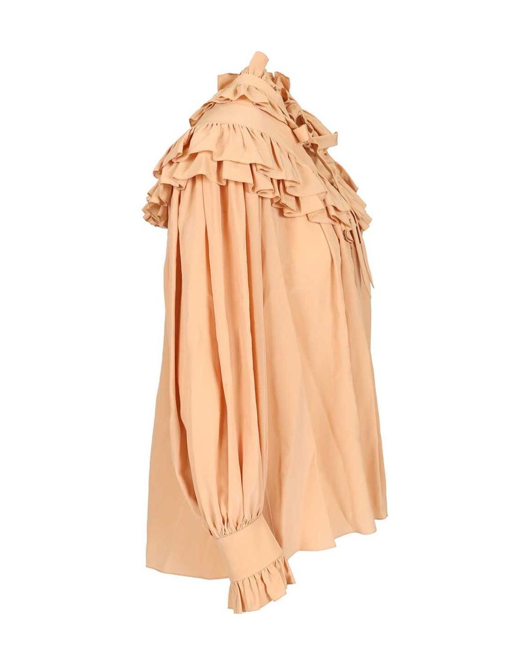Chloé Natural Oversized Crêpe De Chine Ruffle Top