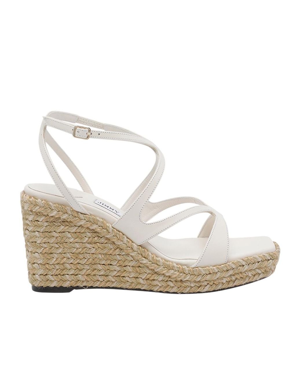 Jimmy Choo White Ayla 85 Platform Espadrilles
