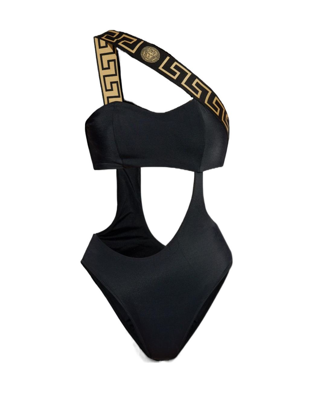 Versace Blue Cut-Out Detailed One Piece Swimsuit