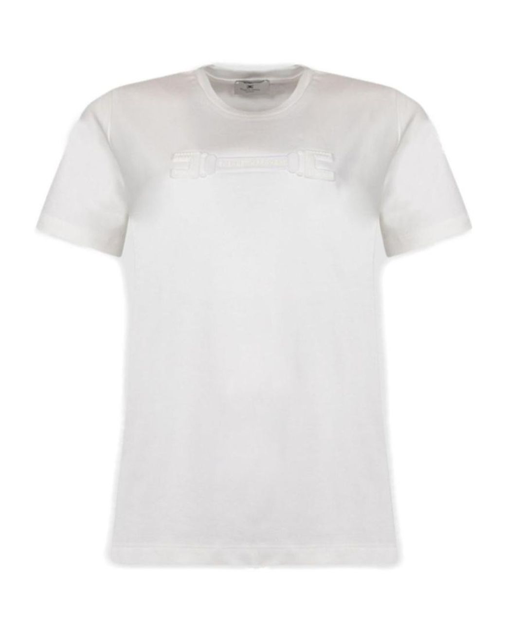Elisabetta Franchi White Loose Fit Crewneck T-Shirt