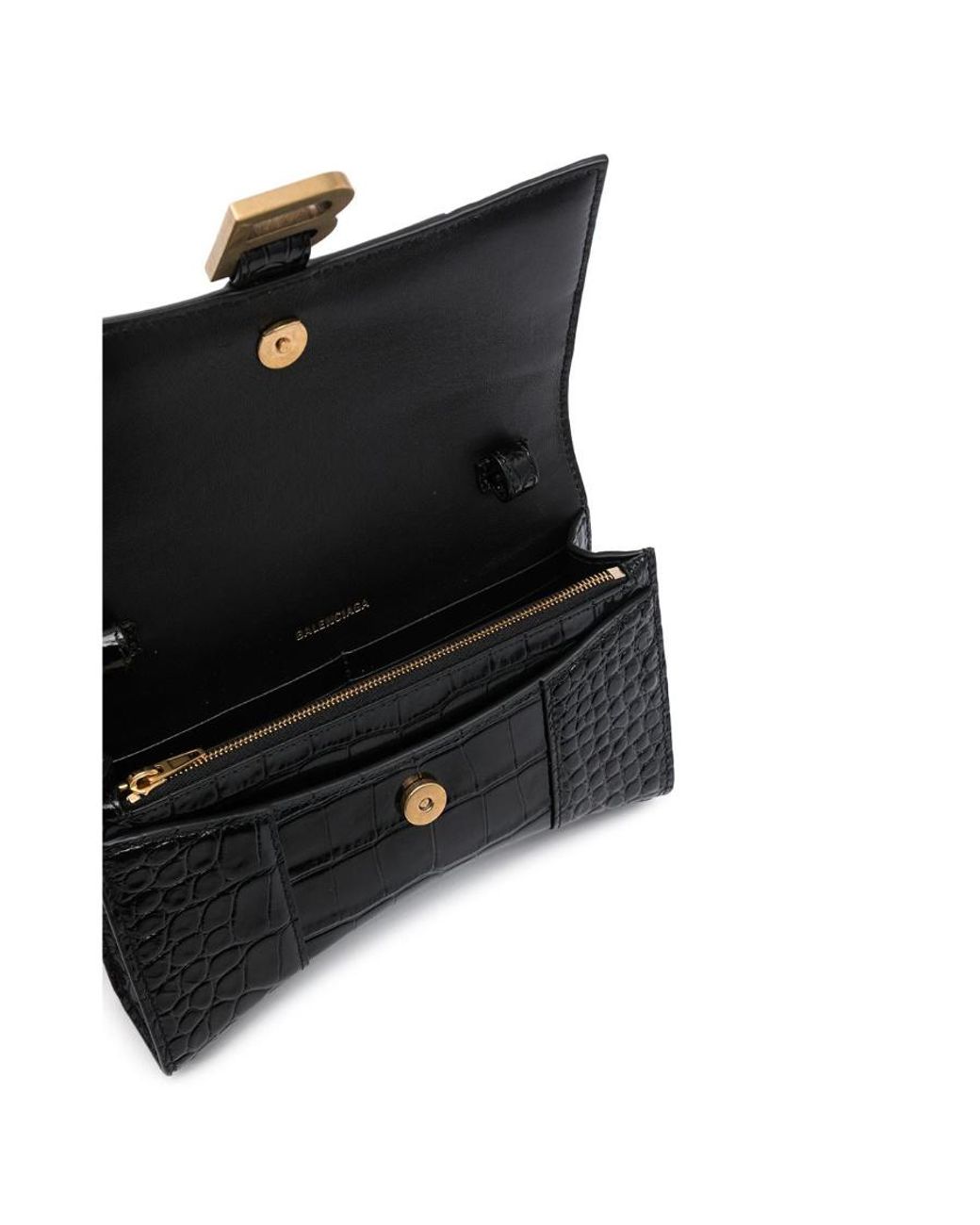 Balenciaga Black Embossed Logo Plaque Chain Wallet
