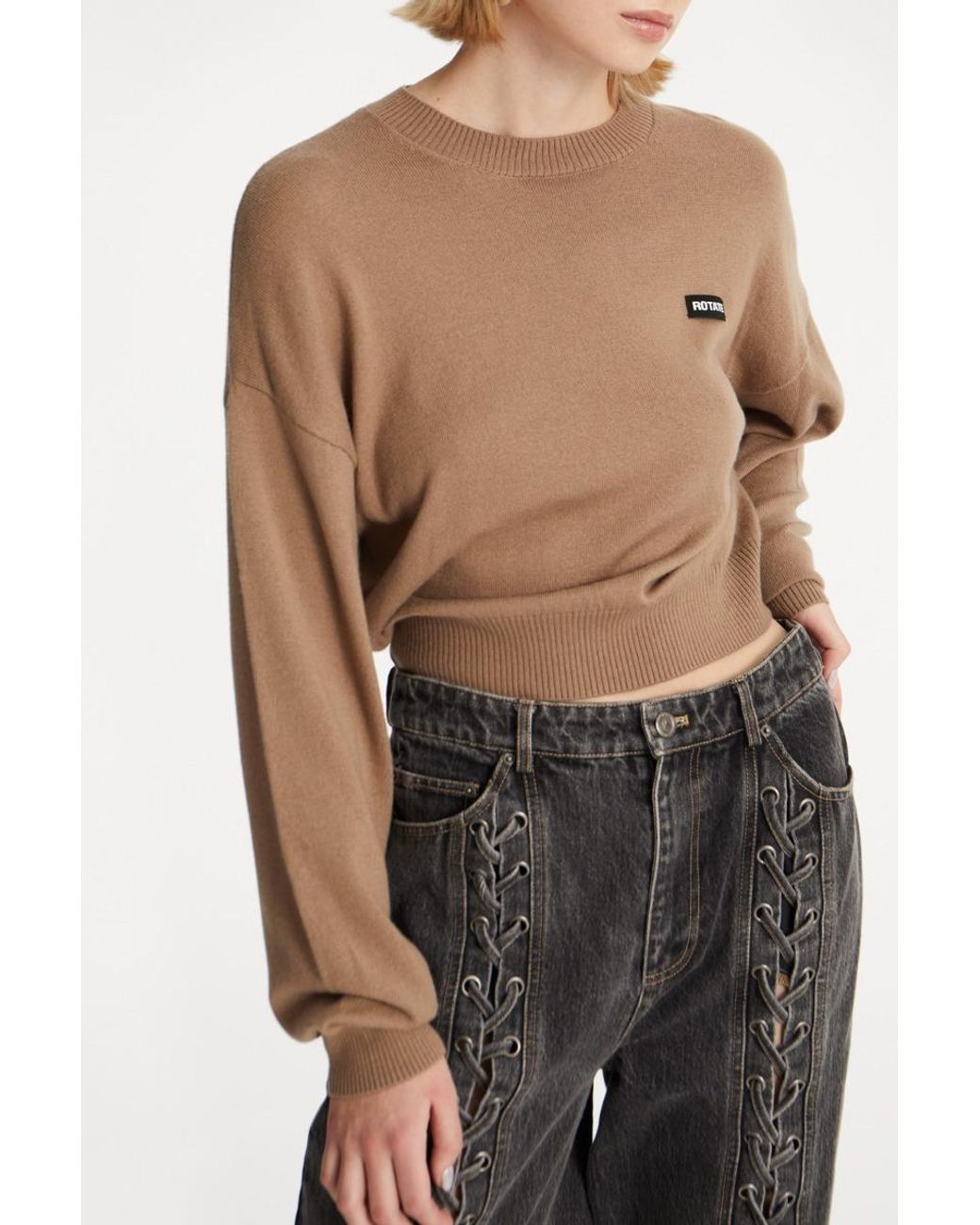 ROTATE BIRGER CHRISTENSEN Natural Basic Crewneck Jumper