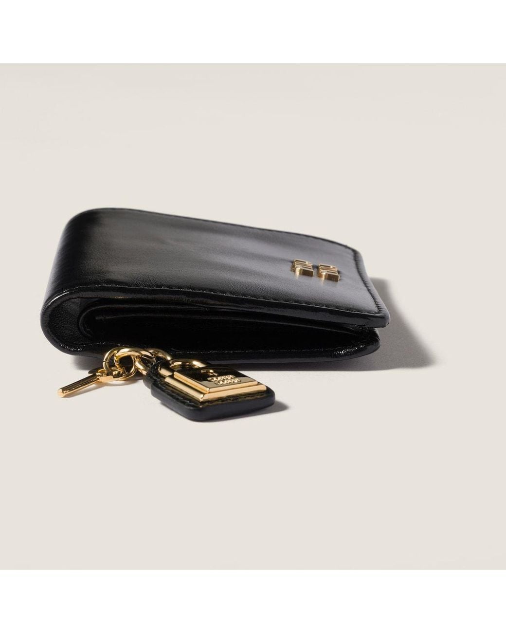 Miu Miu Black Logo-Lettering Bi-Fold Wallet